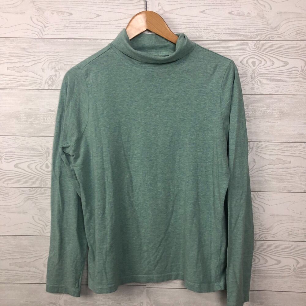 LL Bean Women's Medium Long Sleeve Turtleneck Shirt Cotton Blend Layering Top